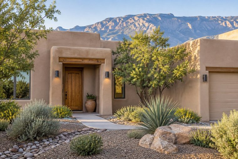 Adobe style home entry, illustrative